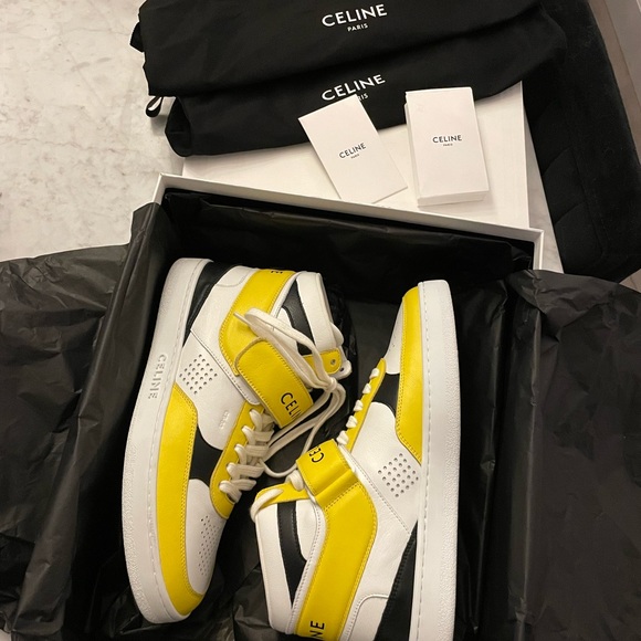 CELINE 🖤 Leather Velcro High Top Sneakers - Men’s Size 41 / Women’s Size 9 - Picture 4 of 13